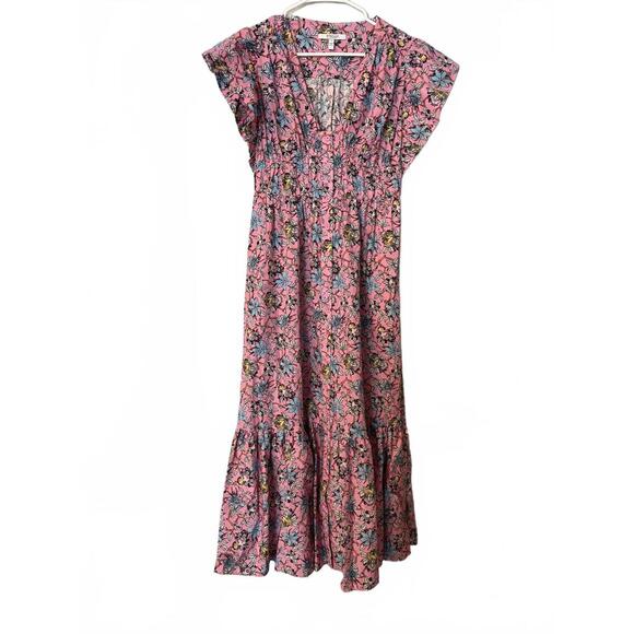 Derek Lam IO Crosby Pink Floral Maxi Dress with V-Neck and Flutter Sleeves - Picture 4 of 14